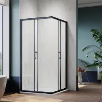 Sonni Cabina doccia angolare porta scorrevole 100x100x195cm Cabina doccia angolare ingresso doppia porta doccia ESG vetro doccia nero