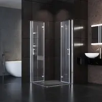 Sonni 80x100x195cm cabina doccia angolare, porta d'ingresso angolare a battente porta a soffietto in vetro nano porta a soffietto a battente