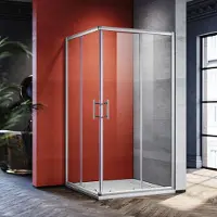 Sonni doccia angolare Cabine doccia ad angolo ingresso doppio porte scorrevoli doccia 100x90cm, vetro ESG funzione di sgancio rapido protezione dagli spruzzi d'acqua, altezza 195cm