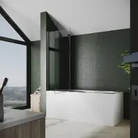 Sonni Attacco per vasca , schermo pieghevole 120x140cm, cabina doccia pieghevole, cabina doccia NANO 6mm vetro nero