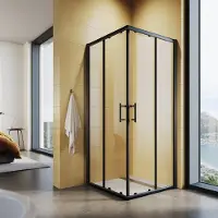 Sonni nero doccia angolare doppia porta scorrevole 70x70x195cm ingresso angolare ESG porta doccia in vetro cabina doccia box doccia