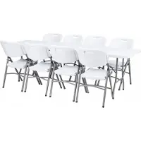 BDW Tavolo da giardino con 8 sgabelli Tavolo pieghevole 180x75 cm con maniglia di trasporto,