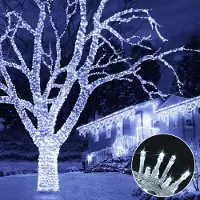 Lapamax Luci LED da fata 100M 800 LED per interni, luci bianche fredde per albero di Natale 8 modalità, decorazione natalizia per l'albero di Natale, giardino della festa