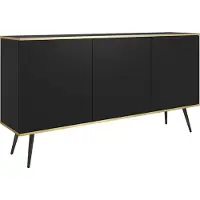 3Xeliving Cassettiera: nera, gambe nere, 160 x 85 x 39 cm
