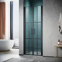Sonni Porte per doccia Porta a incasso 80x195cm Doppia porta Porta a battente Cabina doccia Porta a incasso reversibile Porta a battente Cabina doccia Vetro ESG Nero