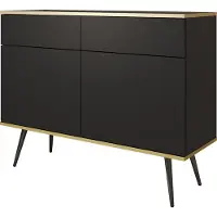 3Xeliving Cassettiera: nera, gambe nere, 107x85x39 cm