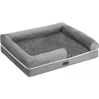 In And OutdoorMatch Cuscino per cani XL Herminia - Grigio chiaro - Cestino per cani 91x71x25cm - Morbido - Cuscino ortopedico per cani