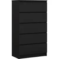 3Xeliving Cassettiera con 5 cassetti, nero opaco, 125 x 70 x 39 cm