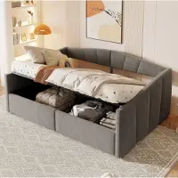 Fortuna Lai Divano letto imbottito 140*200 cm, con supporto idraulico, con rete a doghe e braccioli, classiche righe, versatile letto matrimoniale, tessuto in velluto delicato sulla pelle, grigio