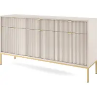 3Xeliving Cassettiera: 3 cassetti, 3 ante, cashmere, oro, 154 x 83 x 39 cm, maniglie dorate