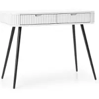3Xeliving Comò da trucco, gambe nere su struttura bianca, 49 x 80 x 103 cm