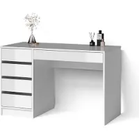 Livinity Tavolo da toeletta Imola Bianco lucido 120 x 75 cm senza specchio, Model 52381
