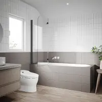 Sonni accessorio per vasca, 120x140cm, cabina doccia pieghevole in nero Vetro temperato di sicurezza con rivestimento Nano, cabina doccia pieghevole in nero