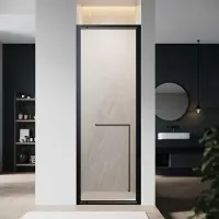 Sonni Porta doccia a battente invisibile, 70x195 cm, vetro di sicurezza 6 mm, nero opaco, porta doccia con una sola parola