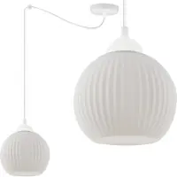Light11 HOME Lampada a sospensione Riffle spider white 1 luce vetro bianco globo E27