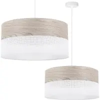 Light11 HOME Lampada a sospensione singola, paralume in impiallacciato di quercia bianca, 44 cm