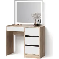 Livinity Tavolo da toeletta Imola Sonoma 90 cm con specchio a LED, Model 52414