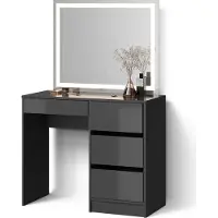 Livinity Tavolo da toeletta Imola Antracite 90 cm con specchio a LED, Model 52420