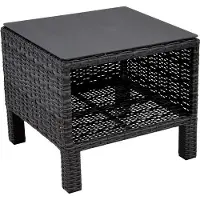 In And OutdoorMatch Tavolino aperto - 50,5x51x44 cm - in vimini - piano in Vetroceramica