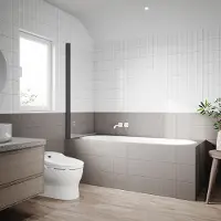 Sonni attacco per vasca 80x140cm, cabina doccia incernierata nera, vetro nano 6mm ESG per vasche da bagno