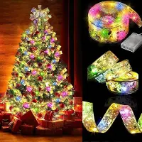 Rosikey 5M luci colorate del nastro di Natale, nastro d'oro dell'albero di Natale a batteria, luci fatate dell'albero di Natale per le luci di Natale dell'interno di nozze del partito