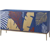FURNLUX Credenza elegante blu e rosso e oro 160 cm / Colore principale: Blu / Dimensioni: 160 x 86 x 40 cm