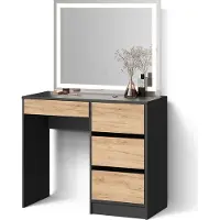 Livinity Toletta Imola Antracite/Rovere dorato 90 cm con specchio a LED, Model 53106