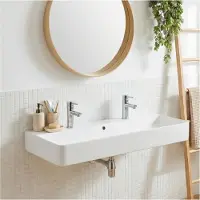 MOB-IN Lavabo rettangolare sospeso in Vetroceramica SALINA, 110x42cm