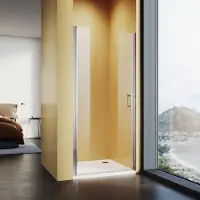 Sonni porta doccia a battente 86x185cm, porta per nicchia doccia, con range di regolazione, box doccia, porta doccia, nano vetro, nano rivestimento effetto loto