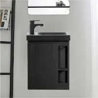 MOB-IN Set lavabo nero HAMPTON con contenitore laterale e rubinetto