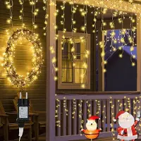 Rosikey Pioggia di ghiaccio luci fiabesche bianco caldo 10M Icicle Led luci fiabesche 8 modalità Timer e funzioni di memoria festa matrimonio balcone giardino decorazione di Natale