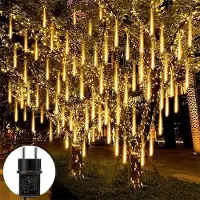 ROSNEK 192 LED Meteor Shower Rain Lights bianco caldo impermeabile Icicle Fairy Lights Garden Party Christmas Decoration