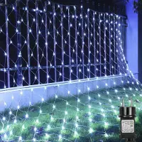 ROSNEK 1.5X1.5M 96LED Tenda Luce Fata Luci 8 Modalità Luce Impermeabile Luce di Natale Festa Giardino Luce Rete, Bianco Freddo