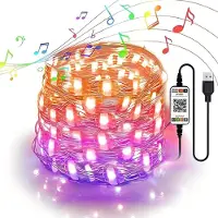 Rosikey Luci di stringa 10M 100 LED Bluetooth RGB luci di stringa colorate che cambiano colore filo USB, timer, musica di sincronizzazione, per la decorazione di Natale Camera Party Wedding DIY
