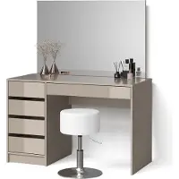 Livinity Tavolino da toilette Imola Grigio 120 cm con specchio e sgabello, Model 53083