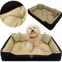 EDANTI Cuccia per cani, divanetto impermeabile 75x65 cm, lettiera, cuscini, divanetto, beige