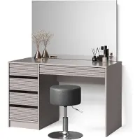 Livinity Tavolino da toilette Imola Cachemire 120 cm con specchio e sgabello, Model 53114