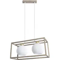 Light11 HOME Lampada a sospensione Eliza Cage cashmere-oro a 2 luci con paralumi bianchi E27 – elegante lampada a sospensione per il soggiorno