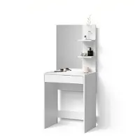 Livinity Tavolo da toeletta Nola Bianco 60 cm con specchio, Model 52341
