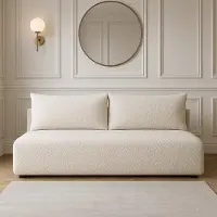 Sofello divano LUNO boucle con funzione letto crema - Divano moderno boucle per il vostro salotto, zona notte: 204×144 cm