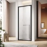 Sonni 80x195 cm nero opaco Porta doccia con cerniere invisibili, vetro di sicurezza da 6 mm, porta doccia con una sola parola