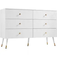 LVHOM cassettiera con 6 cassetti e gambe in metallo, cassettiera credenza Scandi, mobile TV credenza, bianco