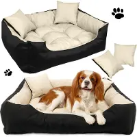 EDANTI Letto per cani 100x75 cm beige Divano per cani, gatti con cuscino, sedia per cani, impermeabile
