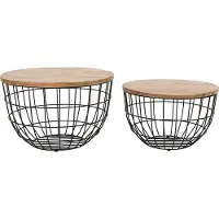 FURNLUX Tavolino Avola Beige E Nero 76cm / Colore principale: Beige / Dimensioni: 76 x 49 x 76 cm
