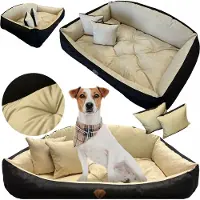 EDANTI Cuccia per cani Sofa impermeabile 75x65 cm Shell Letto a cuccia Cuscini Divano Beige