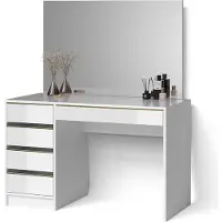 Livinity Tavolo da toilette Imola Bianco/Oro 120 cm con specchio, Model 52453