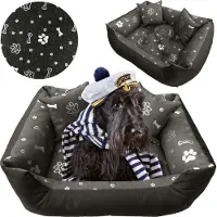EDANTI Cuccia per cani Sofa impermeabile 115x95 cm Con lettiera e cuscini Divano a forma di osso Colore argento
