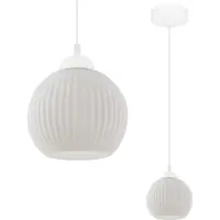Light11 HOME Lampada a sospensione Riffle bianco 1 luce vetro bianco globo E27