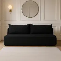 Sofello divano LUNO boucle con funzione letto nero - Divano moderno boucle per il vostro salotto, zona letto: 204×144 cm
