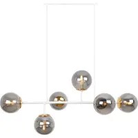 Light11 HOME Plafoniera Siena bianco-oro 6 luci vetro grigio fumo E14 bracci lunghi